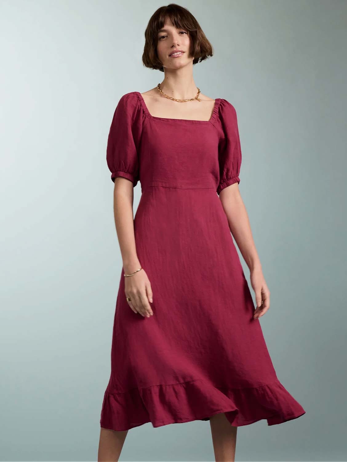 Baukjen Nancy Linen Dress | Raspberry