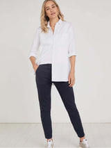 Immaculate Vegan - Baukjen Oralie Slim Fit Organic Cotton Cargo Trousers | Classic Navy