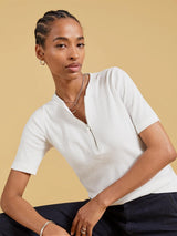 Immaculate Vegan - Baukjen Baukjen Essentials Ribbed Organic Cotton Zip Top | Pure White Pure White / UK6 / EU34 / US2