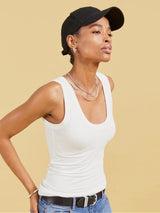 Immaculate Vegan - Baukjen Brenna Scoop Neck LENZING™ ECOVERO™ Jersey Vest Top | Pure White Pure White / UK6 / EU34 / US2