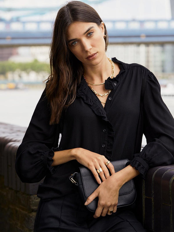 Baukjen Roxy Sheer Pintuck Blouse | Caviar Black