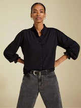 Immaculate Vegan - Sima LENZING™ ECOVERO™ Frill Detail Blouse | Caviar Black