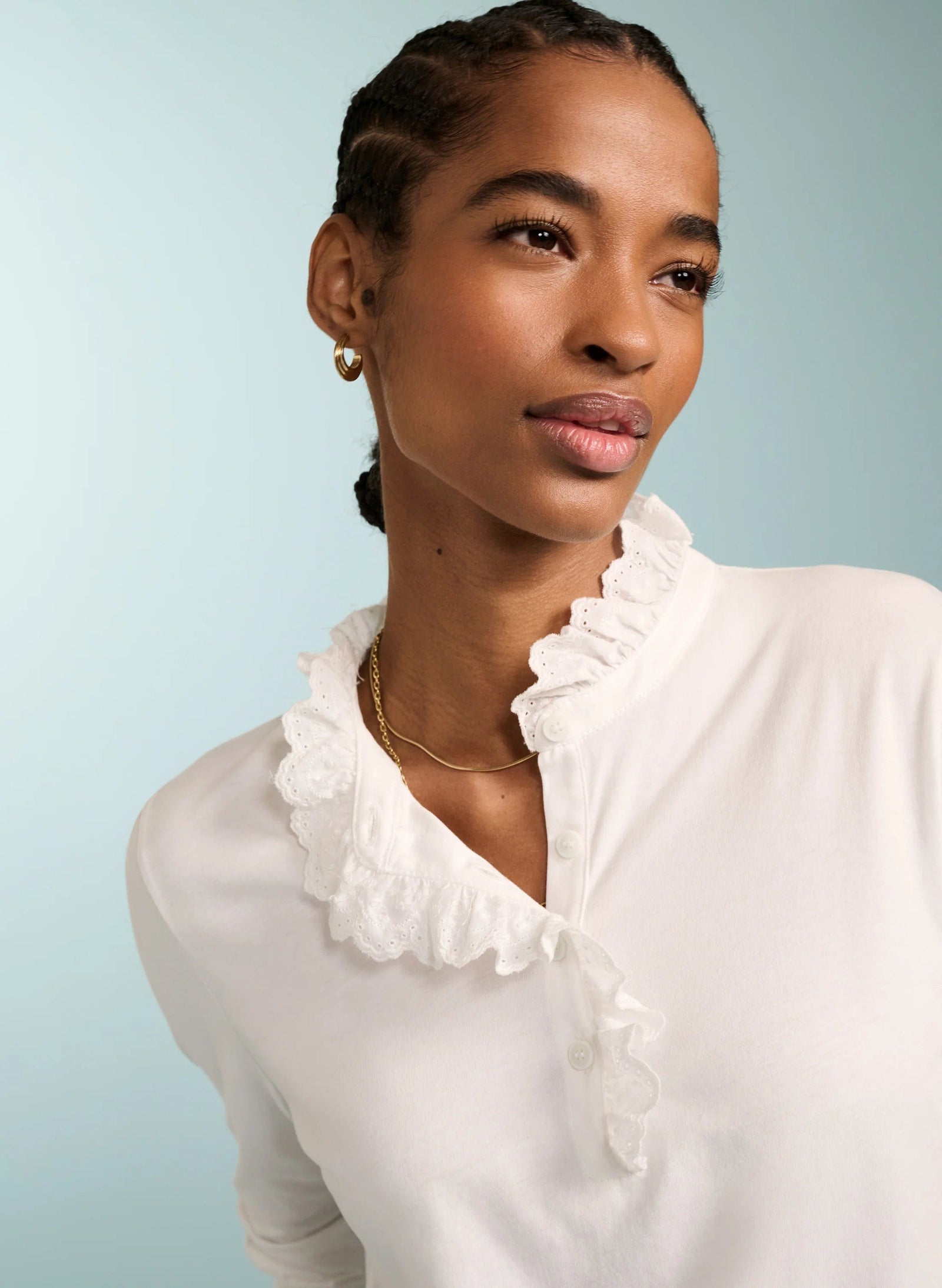 Pulcykp Long Sleeve Blouse Women Stand Collar White Chiffon