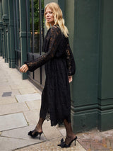 Immaculate Vegan - Baukjen Caro Recycled Lace Midi Dress | Caviar Black UK6 / EU34 / US2 / Caviar Black