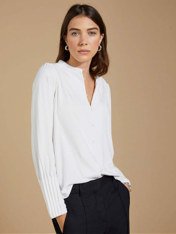 Baukjen Caroline LENZING™ ECOVERO™ Button Detail Blouse | Pure White UK6 / EU34 / US2 / Pure White