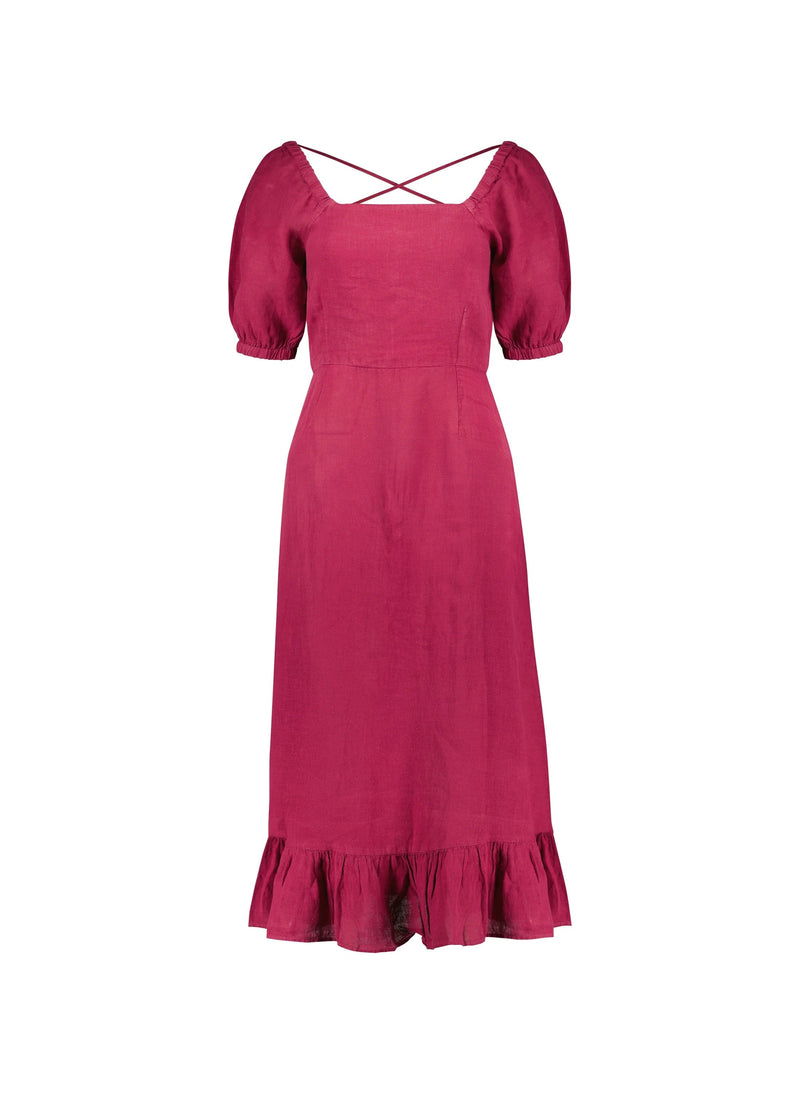 Baukjen Nancy Linen Dress | Raspberry UK6 / EU34 / US2 / Raspberry