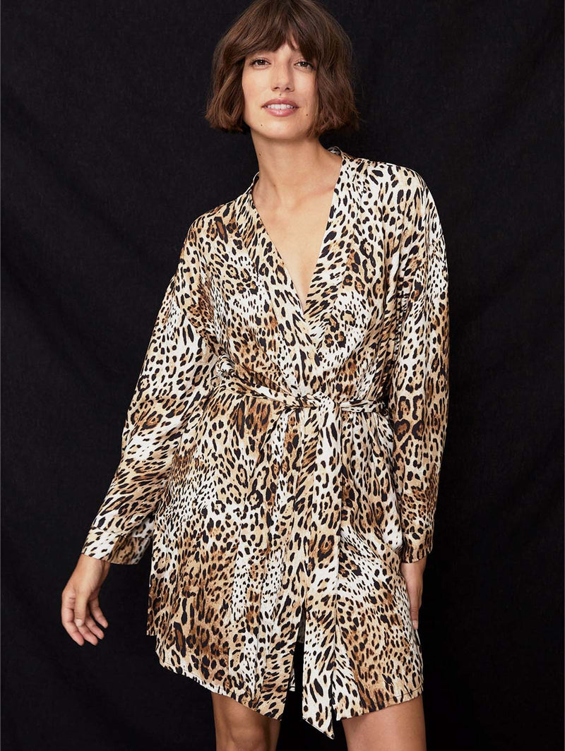 Baukjen Inu LENZING™ ECOVERO™ Robe | Natural Leopard XS / Natural Leopard