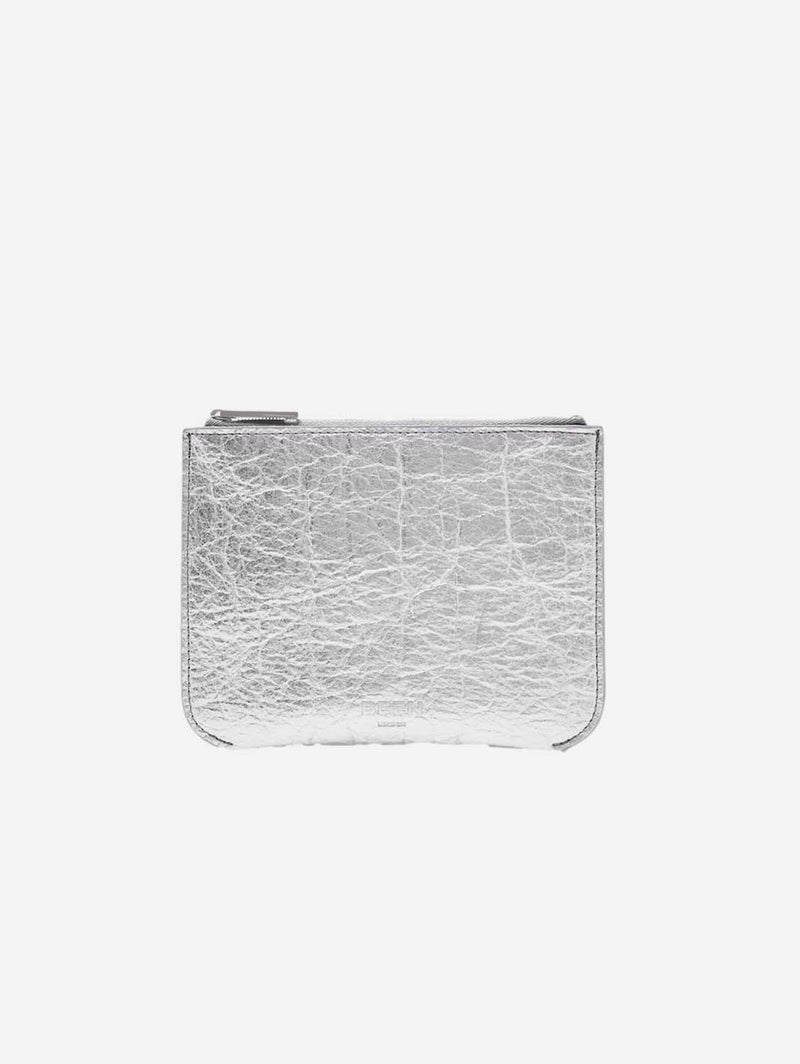 BEEN London Daley Pineapple Leather Vegan Make-Up Pouch | Silver Silver