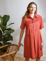 Immaculate Vegan - BIBICO Joe Red Linen Shirt Dress 10UK / Red