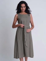 Immaculate Vegan - BIBICO Adelia Linen Swing Dress 12UK / Olive