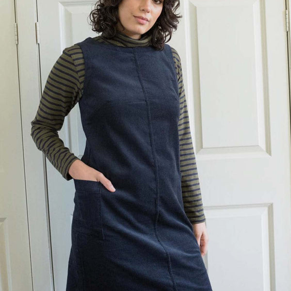 Ladies navy pinafore sales dress