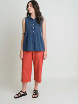 Immaculate Vegan - BIBICO Adrianne Sleeveless Blouse 8UK / Denim