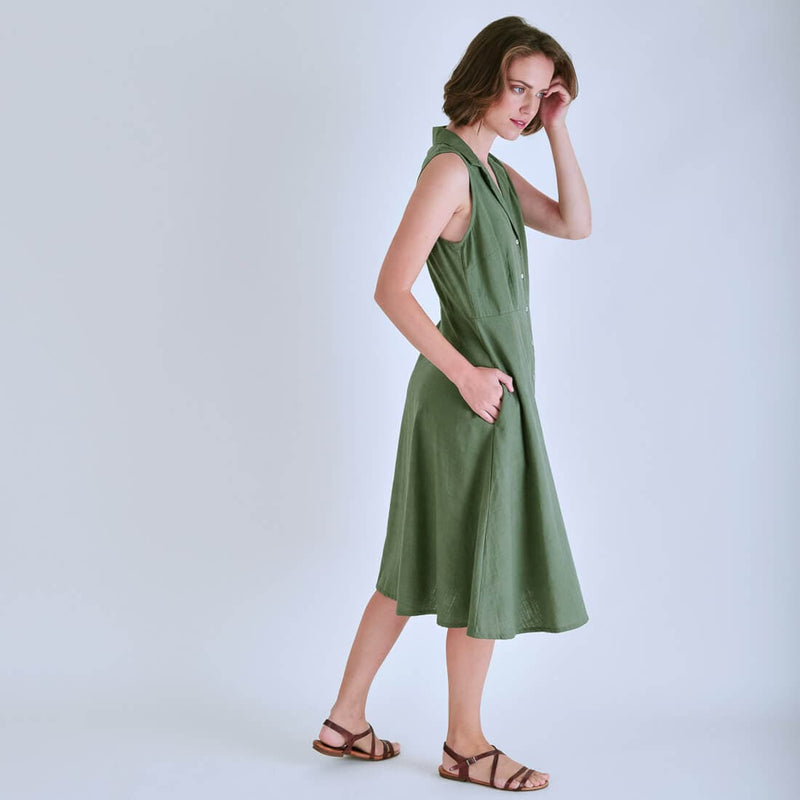 BIBICO Aubrey Sleeveless Linen Shirt Dress