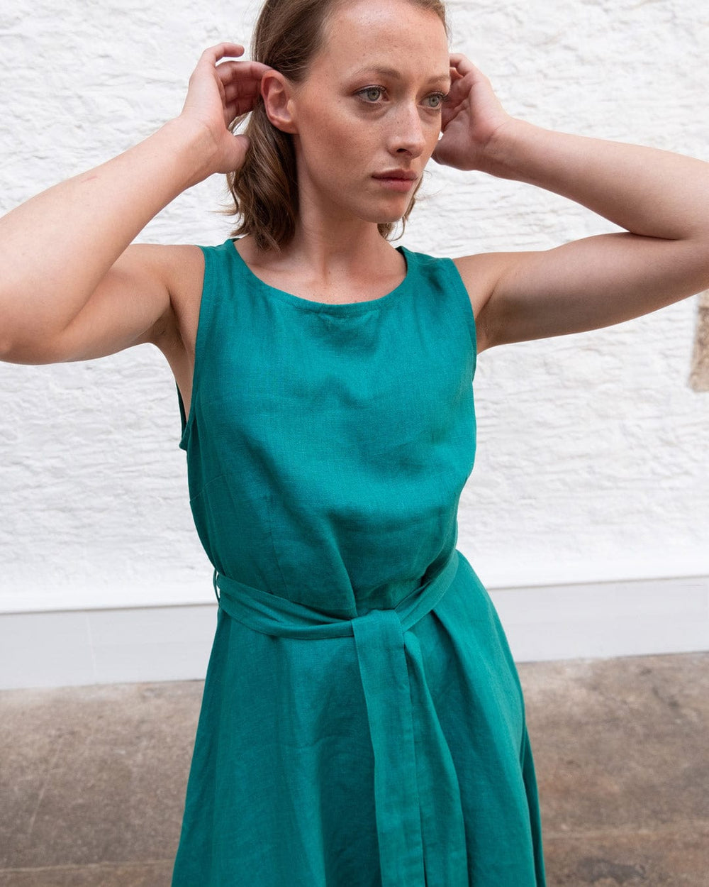 Grace Linen Swing Dress | Jade  Immaculate Vegan