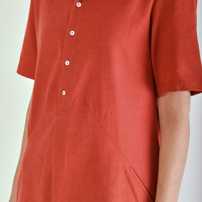 BIBICO Joe Red Linen Shirt Dress