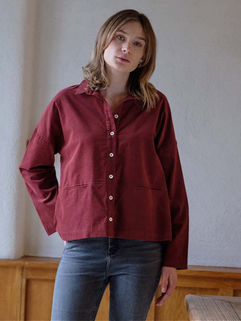 BIBICO Anya Relaxed Cotton Corduroy Blouse | Red SM