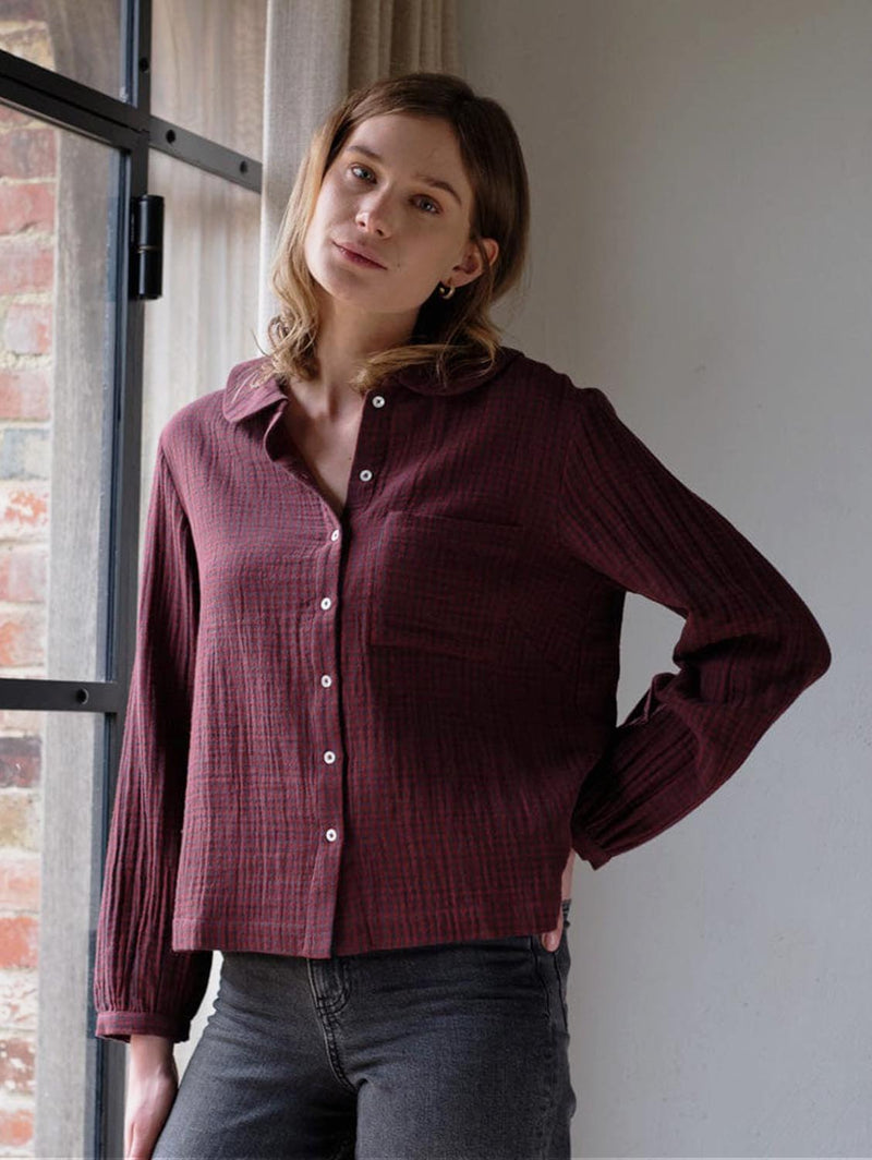 BIBICO Jolene Cotton Blouse | Rust Check UK8 / EU36 / US4