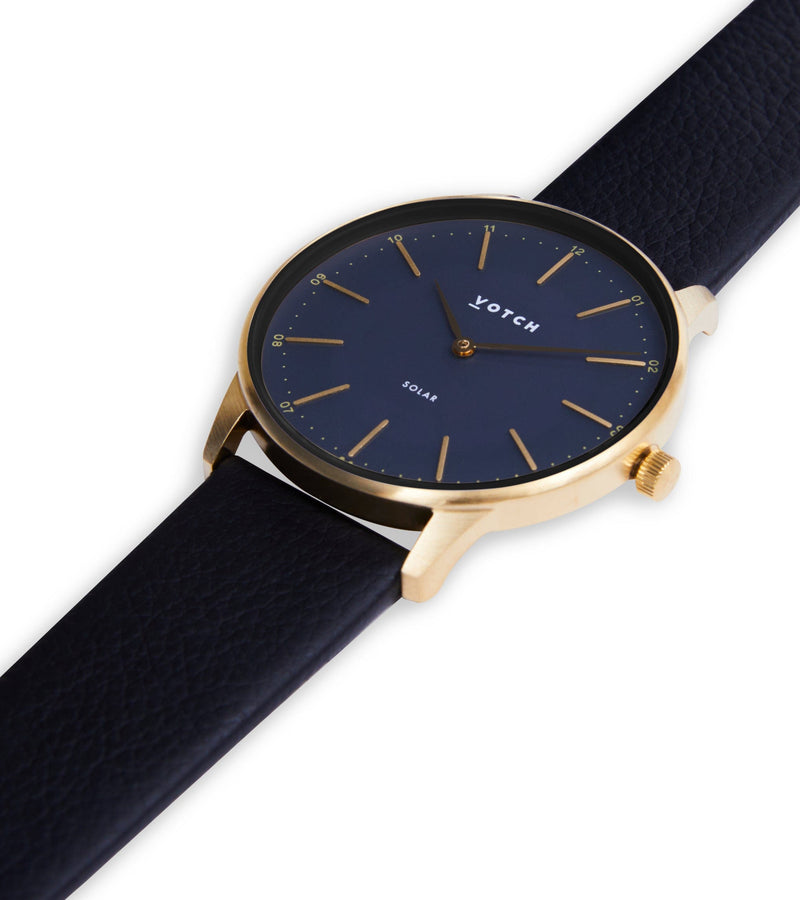 Votch Solar Classic Appleskin Vegan Leather Watch | Gold & Black with Black