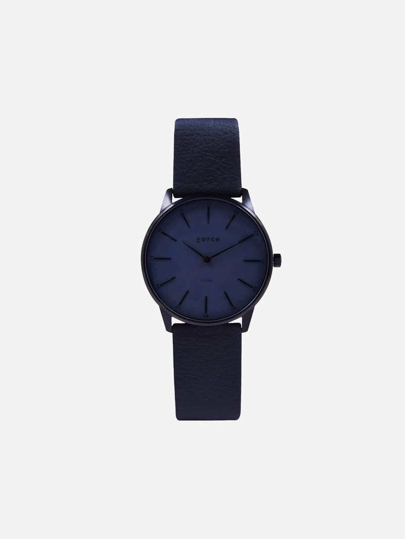 Votch Solar Classic Appleskin Vegan Leather Watch | Black & Gun Metal