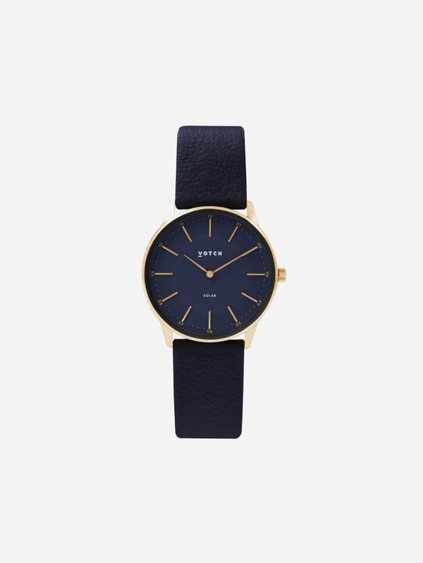 Solar Classic Appleskin Vegan Leather Watch | Gold & Black with Black