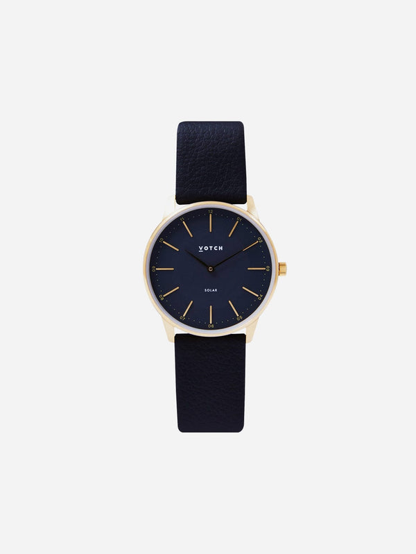 Votch Solar Classic Appleskin Vegan Leather Watch | Gold & Black with Black