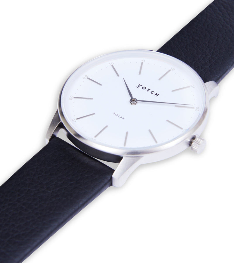 Votch Silver & Black Watch | Solar Classic