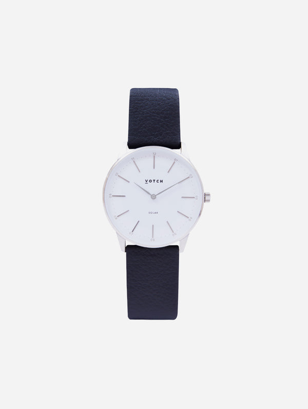 Solar Classic Appleskin Vegan Leather Watch | Silver & Black Watch