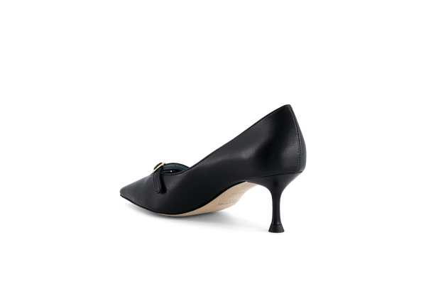 BLOOM Beryl Apple Leather Small Heel Pumps | Black