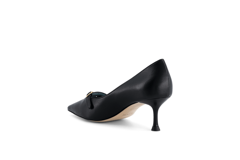 BLOOM Beryl Apple Leather Small Heel Pumps | Black