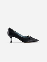 Immaculate Vegan - BLOOM Beryl Apple Leather Small Heel Pumps | Black