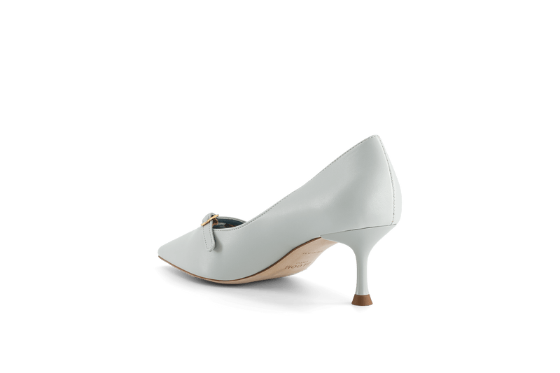 BLOOM Beryl Apple Leather Small Heel Pumps | Ice Blue