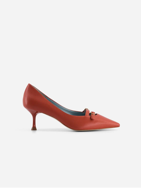 BLOOM Beryl Apple Leather Small Heel Pumps | Rust