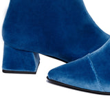 Immaculate Vegan - BLOOM DAHLIA FLAT HEELS BOOTS VELVET BLUE