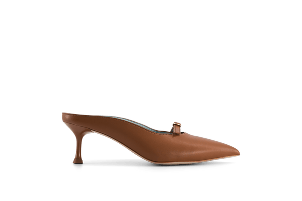 BLOOM Sixte Apple Leather Vegan Heeled Mules | Brown