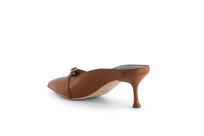 BLOOM Sixte Apple Leather Vegan Heeled Mules | Brown