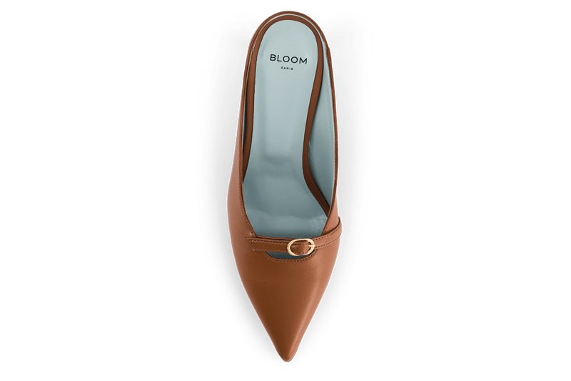 BLOOM Sixte Apple Leather Vegan Heeled Mules | Brown