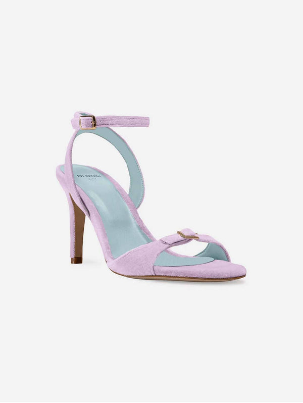 BLOOM Anna Vegan Velvet Heeled Sandals | Lilac UK3 / EU36 / US5