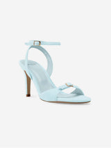 Immaculate Vegan - BLOOM Anna Vegan Velvet Heeled Sandals | Sky Blue UK3 / EU36 / US5