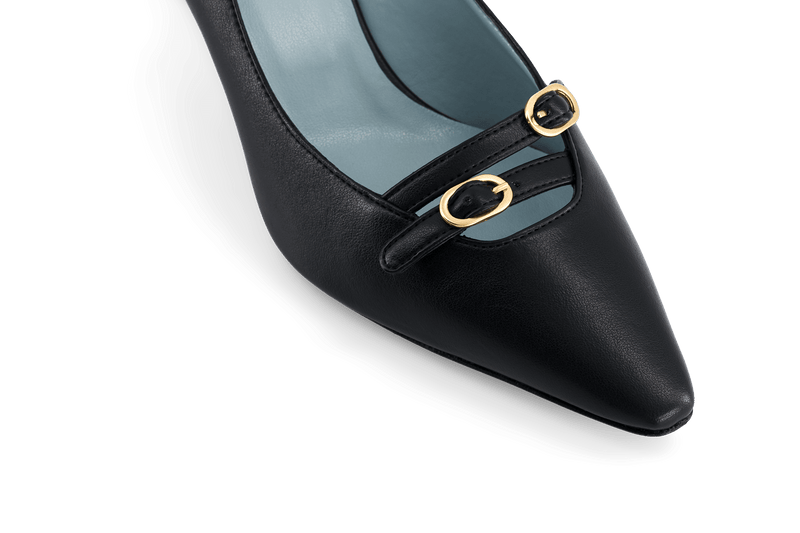 BLOOM Beryl Apple Leather Small Heel Pumps | Black UK3 / EU36 / US5