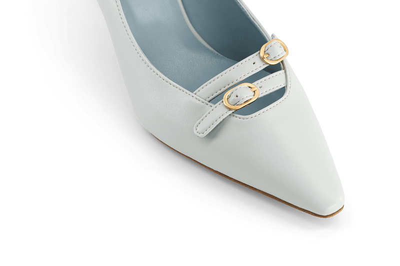 BLOOM Beryl Apple Leather Small Heel Pumps | Ice Blue UK3 / EU36 / US5