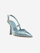 Immaculate Vegan - BLOOM Lila Vegan Apple Leather Slingback Heels | Iridescent Blue UK3 / EU36 / US5