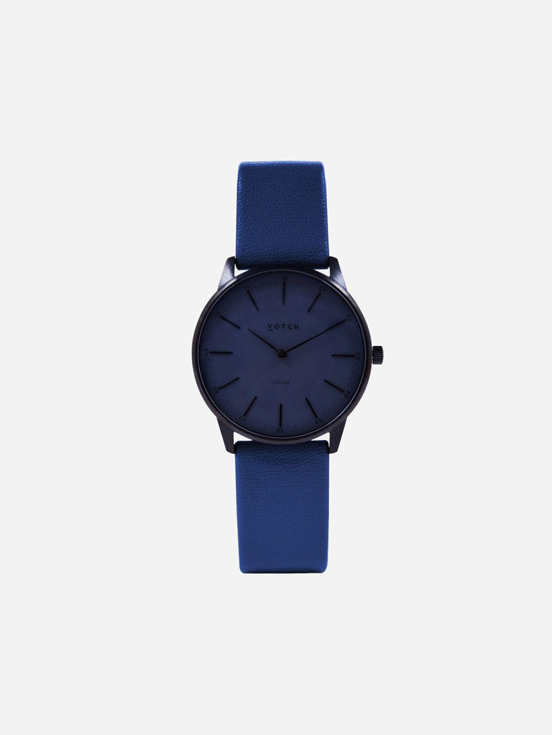 Votch Solar Classic Appleskin Vegan Leather Watch | Black & Gun Metal with Navy