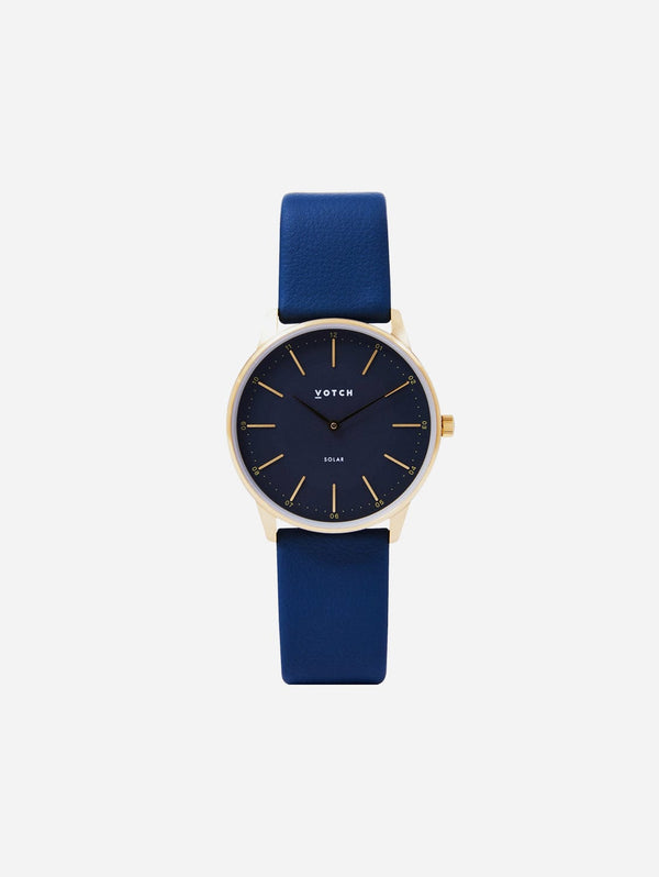 Votch Solar Classic Appleskin Vegan Leather Watch | Gold & Black with Navy Watch