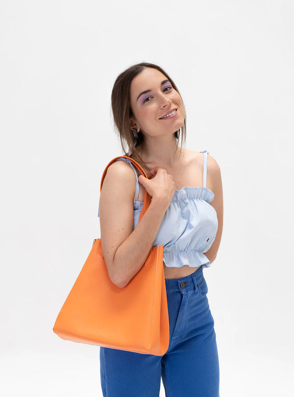 Totissimo Foldable Vegan Leather Tote Bag | Orange