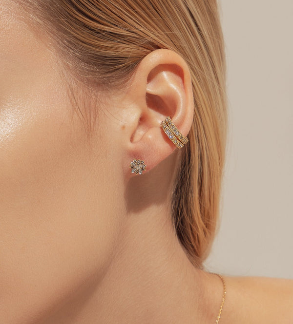 Eternal Bloom™ 14K Gold Diamond Lotus Flower Earrings | Gold
