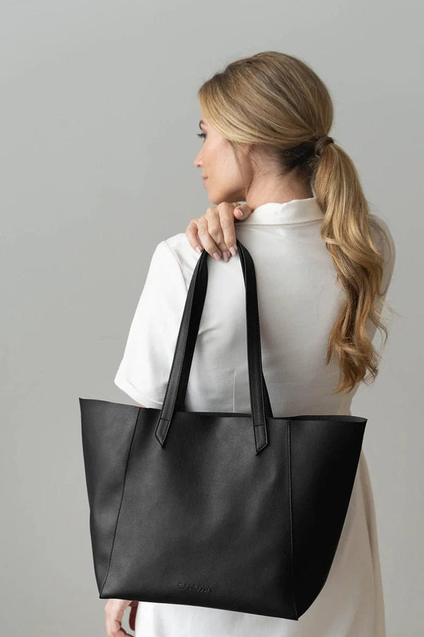 Canussa Totissimo Foldable Vegan Leather Tote Bag | Black