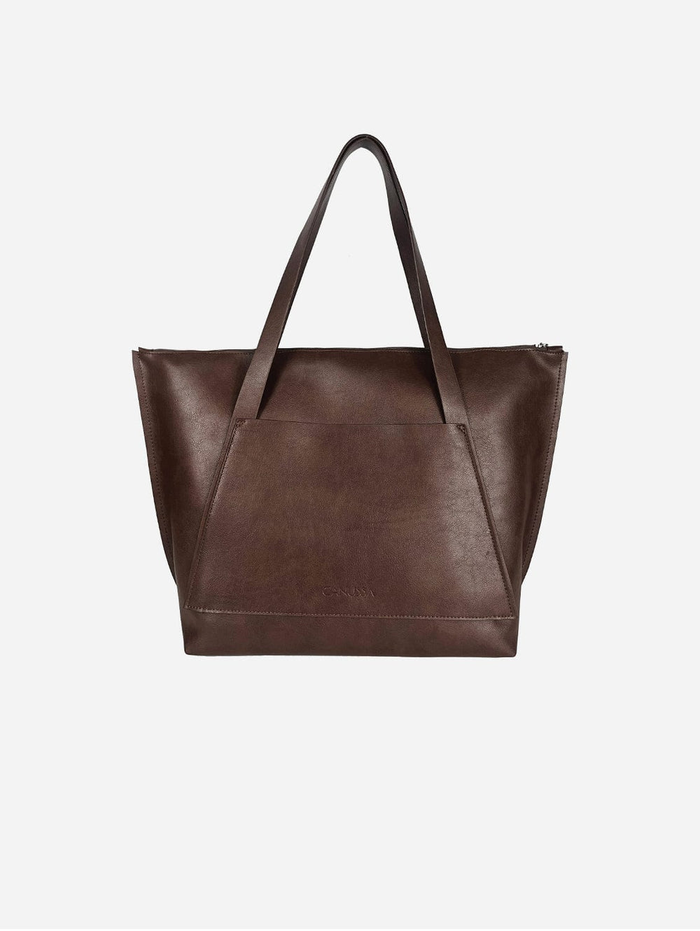 Canussa City Soft Shopper Vegan Leather Tote Bag Chocolate