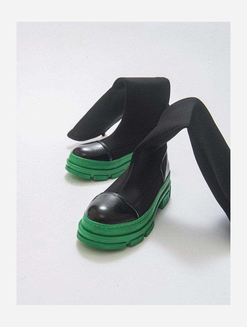 Prologue Shoes Bella Black & Green Scuba Boot (Women)