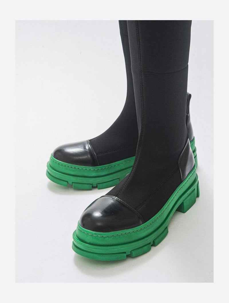 Prologue Shoes Bella Black & Green Scuba Boot (Women)