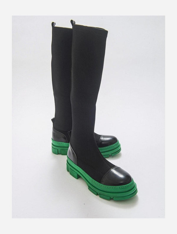 Prologue Shoes Bella Black & Green Scuba Boot (Women)
